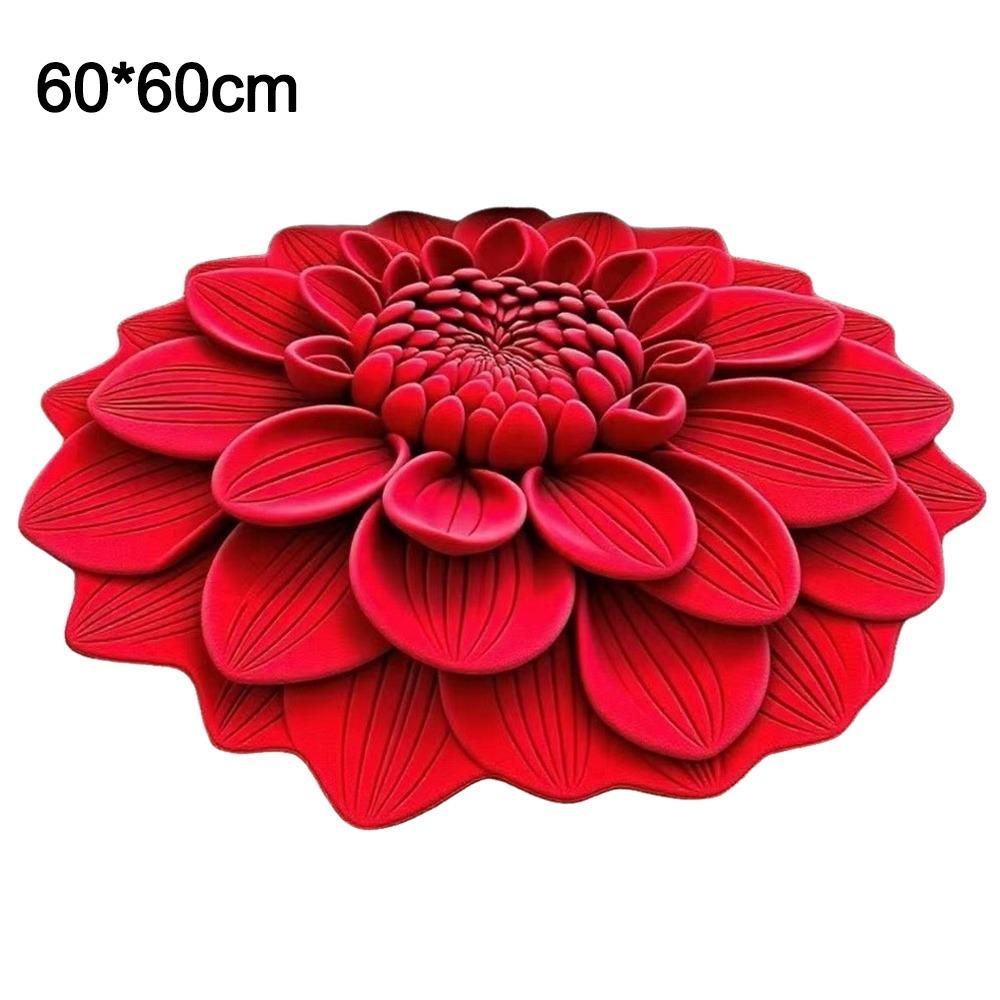 New Special-shaped 3D Flower Carpet Non-slip Crystal Velvet Bathroom Floor Mat Absorbent Soft Peony Floor Mat Home Decor