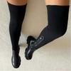 Женские сапоги на толстой подошве, осенне-зимние, дышащие, вязаные, женские, высокие сапоги до бедра, эластичные, с круглым носком, размер плюс 43
