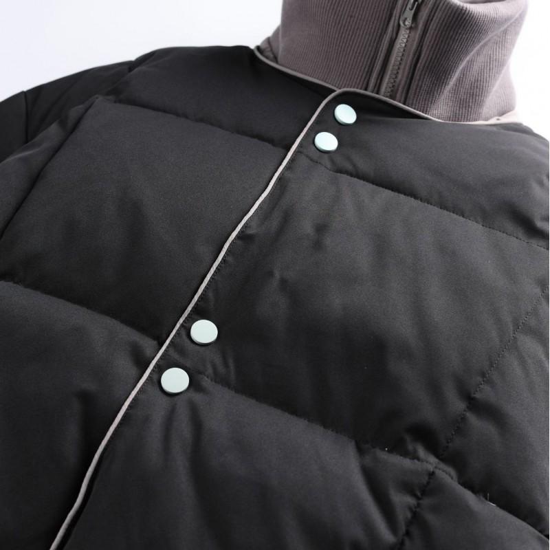 Unisex Winter Cotton Puffer Jacket Oversized Warm Hoodless Coat With Flip Collar Side Pockets