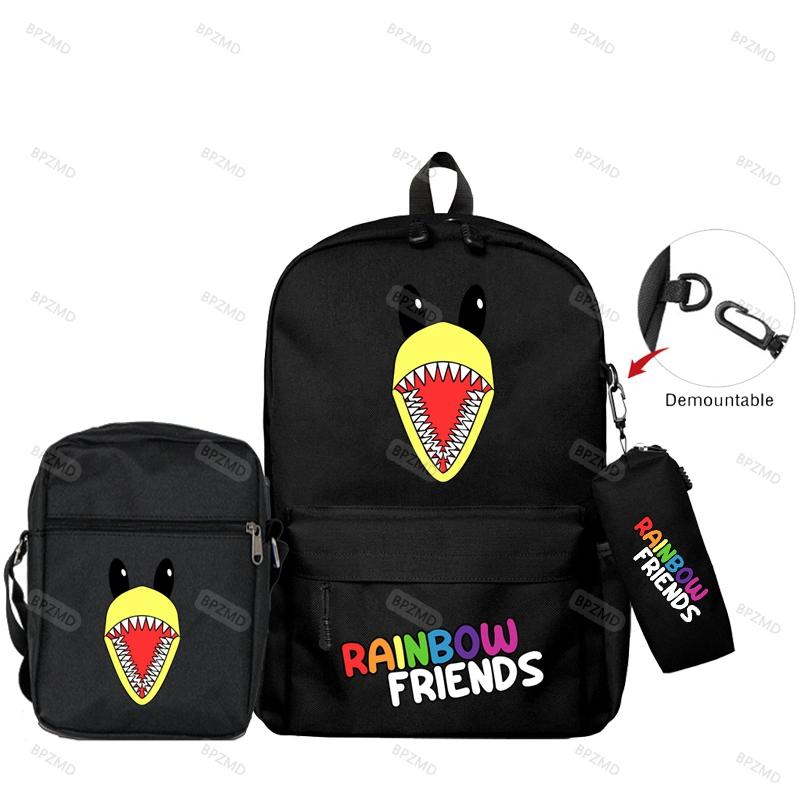 3 шт./компл., оригинальные рюкзаки с радужными друзьями для мальчиков и девочек, школьный рюкзак большой емкости, игровой рюкзак, сумка-пенал