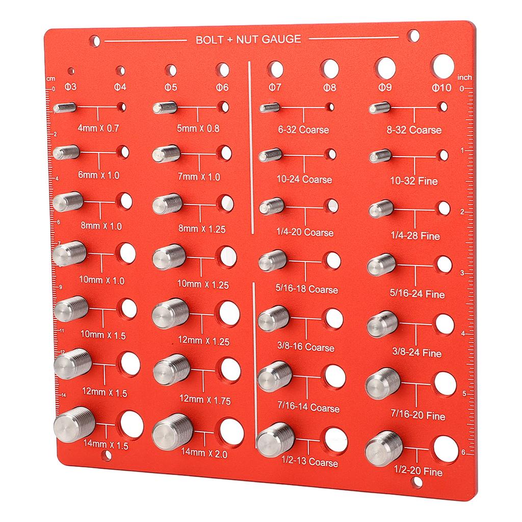 Thread Checker Aluminum Alloy Anodized Surface Metric Standard Sizes Bolt and Nut Identifier Gauge