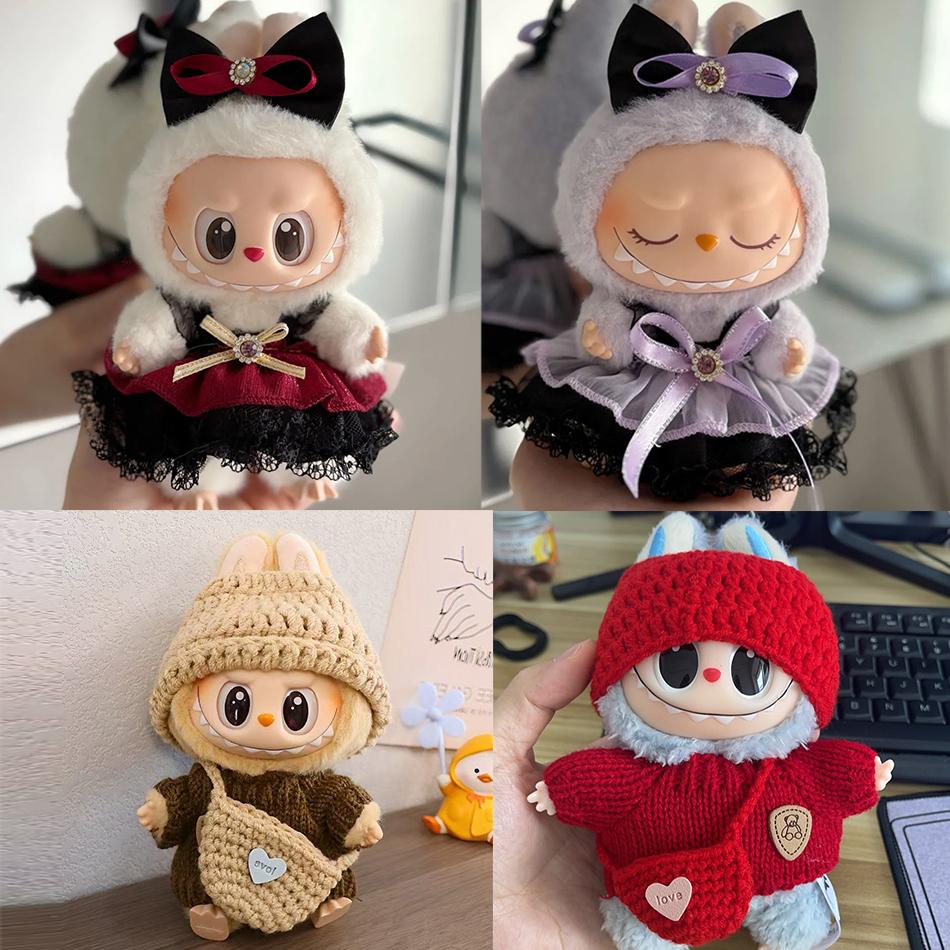 15/17см Одежда Лабубу Для Принцессы Пышная Юбка Кружевное Платье-комбинация Галстук-бабочка Головной убор 2 шт./уп. Плюшевая Хлопковая Кукла Десс Аксессуар Подарок