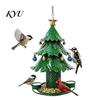 Artisan Handcrafted Bird Feeder Christmas Tree for Outdoor, Metal Hanging Wild with 2 Easy Fill Station Water Cups, Green Xmas Seeds Tray Garden Patio