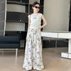 Girls' Summer Set: Short-Sleeve T-Shirt and Wide-Leg Pants