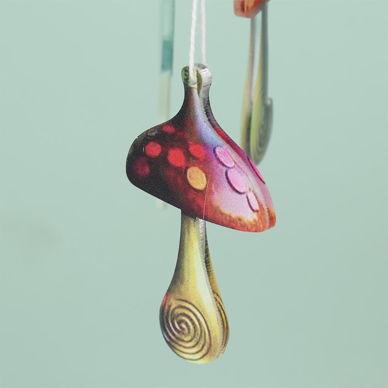 Mushroom Campanula Handmade Art Resin Mushroom Wind Chime Colorful Mushrooms For Outdoor Indoor Decor Patio Balcony Garden