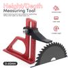 Adjustable 0-60mm Table Saw Depth Gauge Aluminum Alloy Metric&Inch Scale Setting Blade Router Bits Bench Height Measuring Gauge
