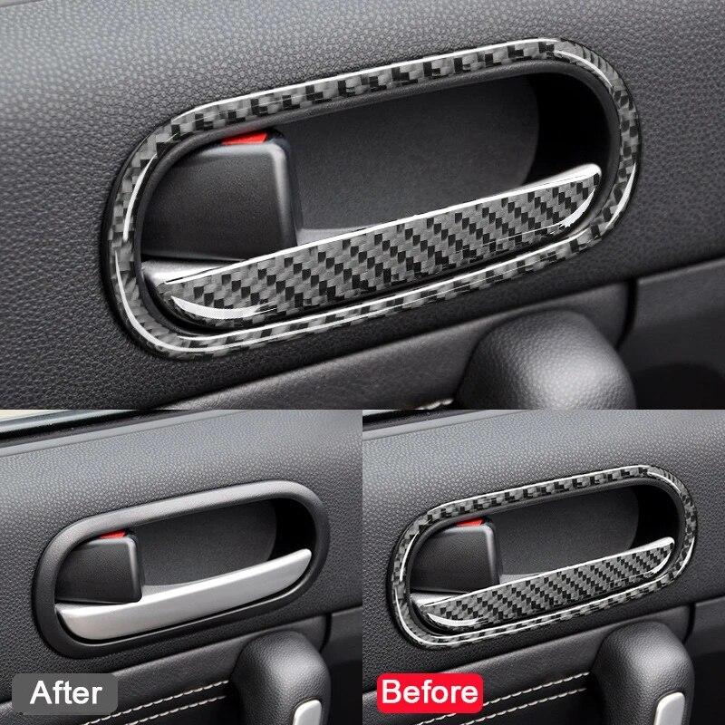 Carbon Fiber For Mazda MX-5 MX5 Miata NC 2009-2015 Car Door Handle Frame Cover Sticker Auto Door Trim Interior Accessories