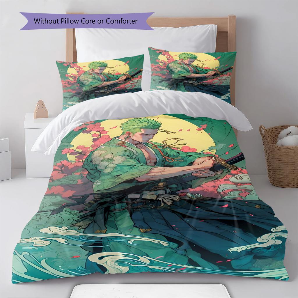 One Piece Luffy Laughing Pose Bedding Set Anime Duvet Cover Polyester Soft Bed Linen Set -QJY