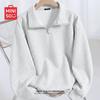 MINISO Men's Pure Color Heavyweight Stand-Up Collar Half-Zip Sweatshirt