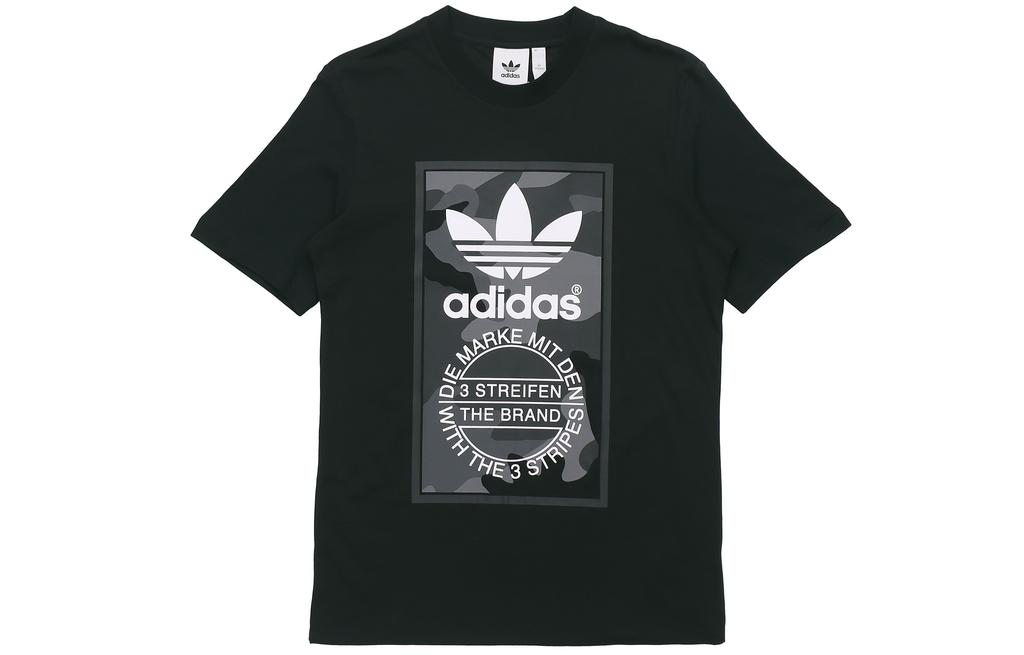 Adidas Originals Tongue Mark T Shirts Men's Black Crew Neck Moderate Straight Fit ED6965