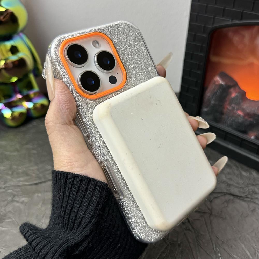 3-в-1 Чехол для телефона с блестками и прозрачный Для iPhone 17 Pro Max Air 15 14 Plus 11 12 13 16 Pro Для Magsafe Беспроводная зарядка Защитная крышка