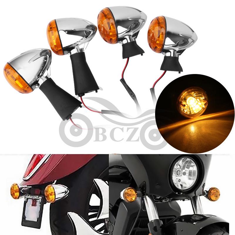 Светодиодные указатели поворота для мотоциклов Indian Scout - Янтарные, передние и задние, пара