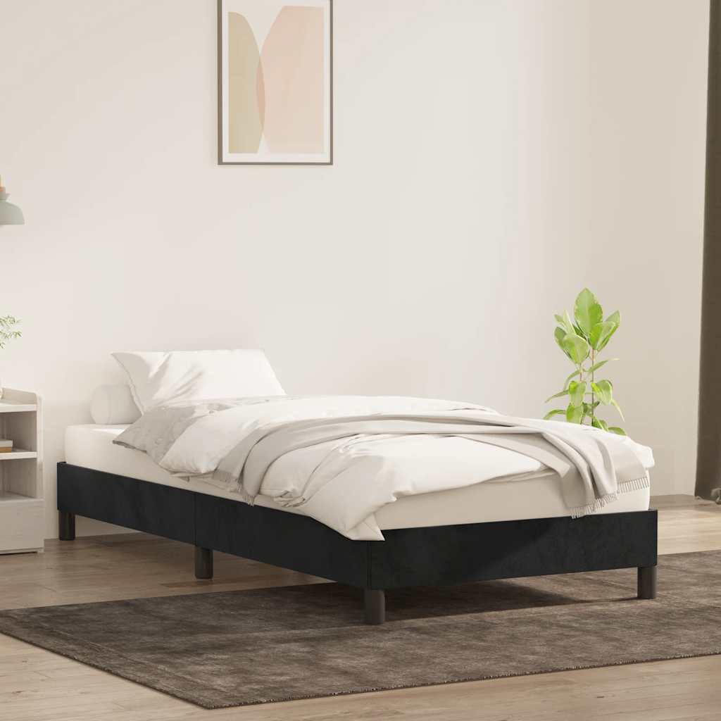 Rama Łóżka Bez Materaca Czarna 90X220 Cm Aksamit
