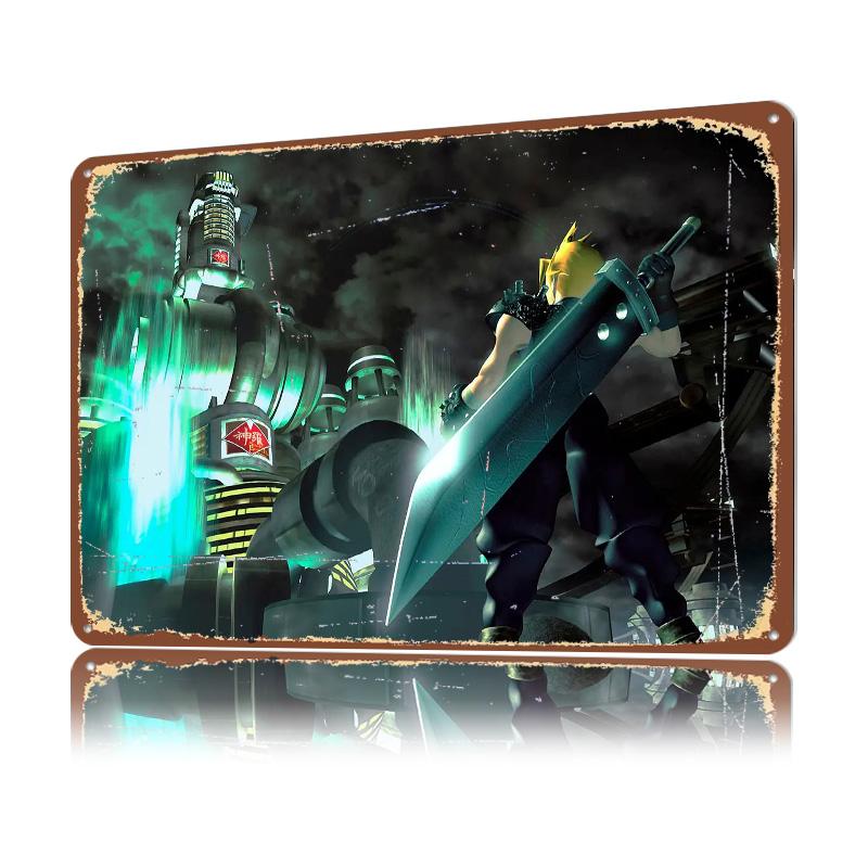 Fantasy VII PROMO Personalized D Textured Metal Poster Wall Art Tinplate Sign for Vintage Retro Decoration Gaming Desk Decor