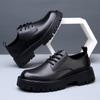 Fashion Men Casual Shoes Lace Up Black Leather Office Work Shoes Male Flats Sneakers Outdoor Platform British Business Party Dress Shoes