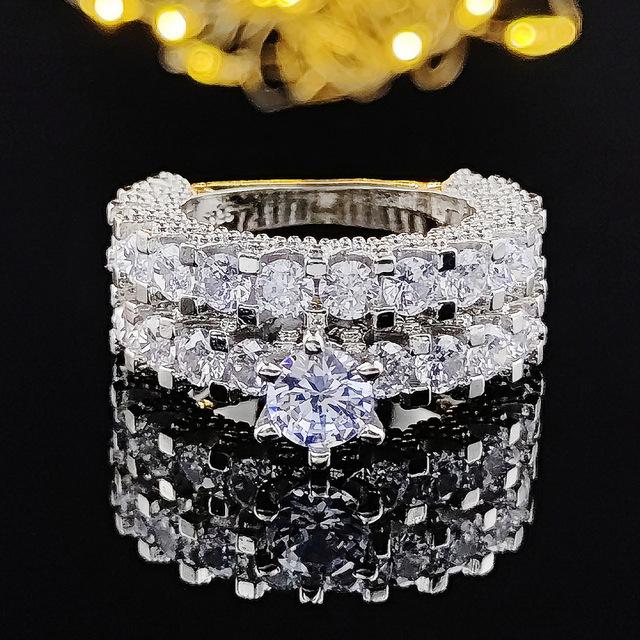 2023 Новый Роскошный Стерлингового Серебра 925 Роскошные Большие Обручальные Кольца Набор для Свадебных Женщин Помолвка Палец Партии Подарок Дизайнерские Ювелирные Изделия