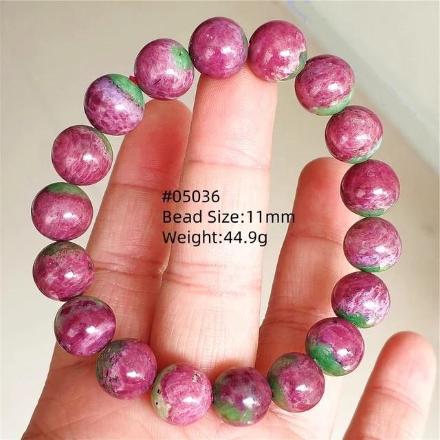 Natural Ruby Round Beads Tungsten Classic Strand Bracelet Jewelry Rare Red Watermelon Ruby Zoisite Unisex Party AAAAAAA