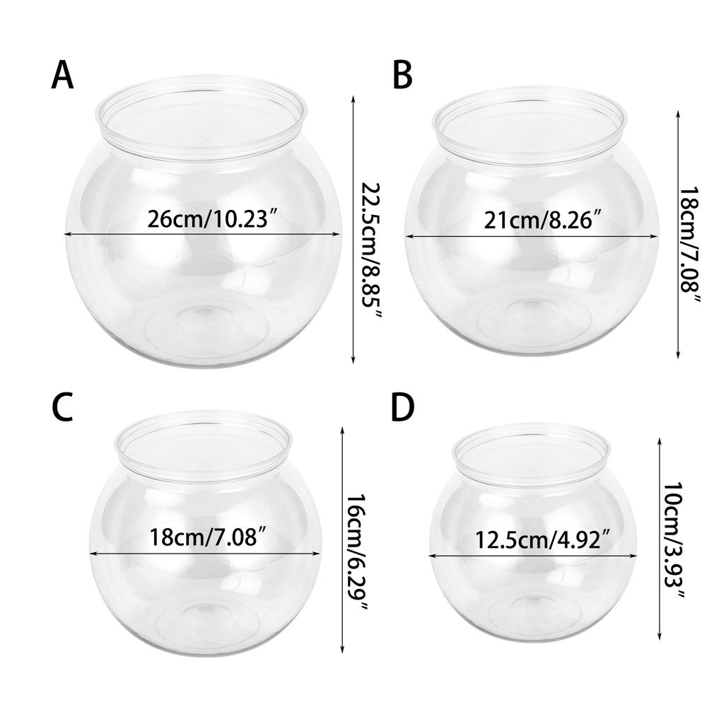 Plastics Fish Bowls Round Aquarium Transparent Fish Keepers Fishbowls One-piece Construction Shatterproof Starter Kit