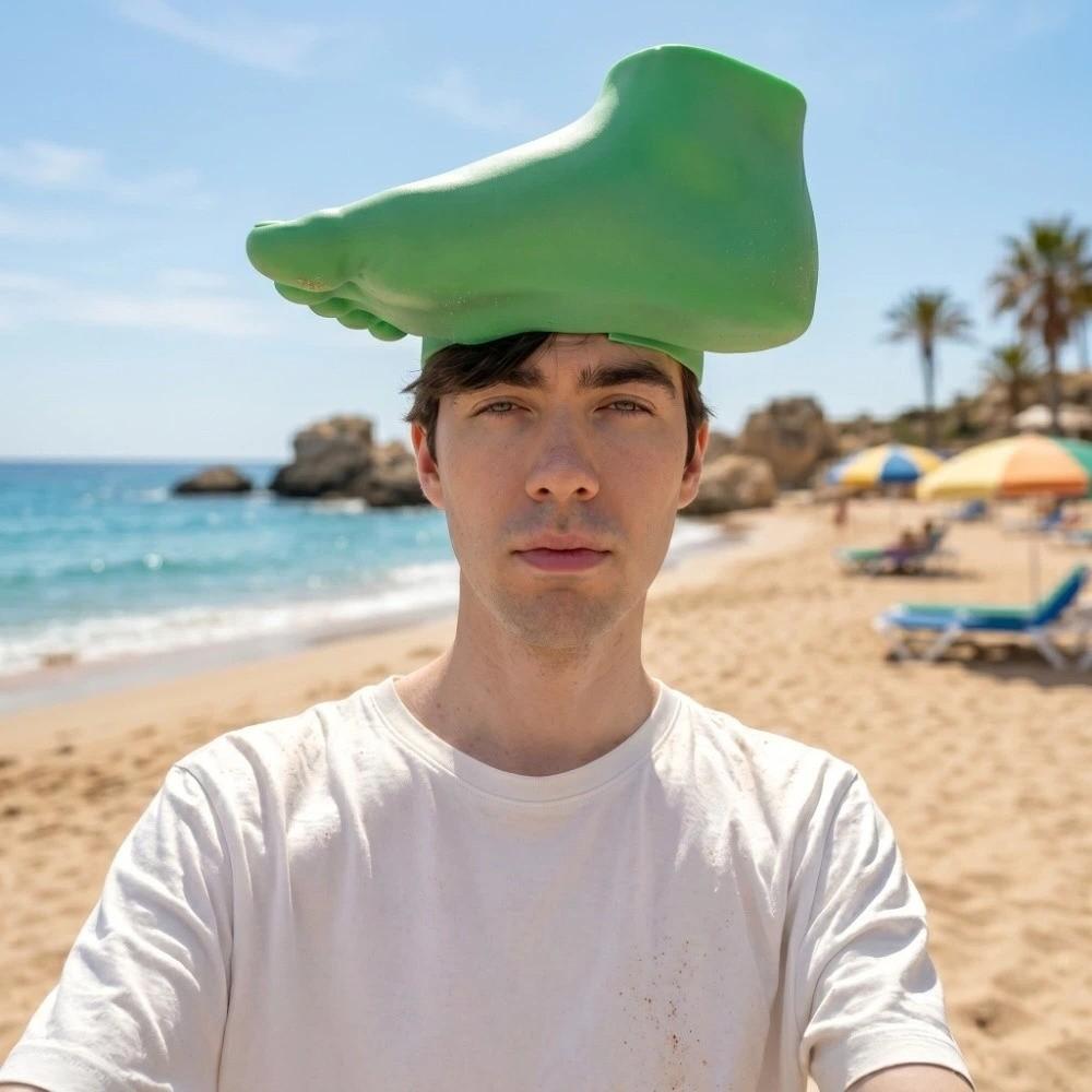 Adjustable Sun Protection Cap 3D Printing Foot Shape Headband Unisex Funny Sunshade Cap Photo Prop