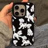 Cute Full Screen Speckled Puppy Cute Phone Case For IPhone 17 16 15 13 11 Pro Max 14 Plus 12 Air Black Soft Silicone Cover