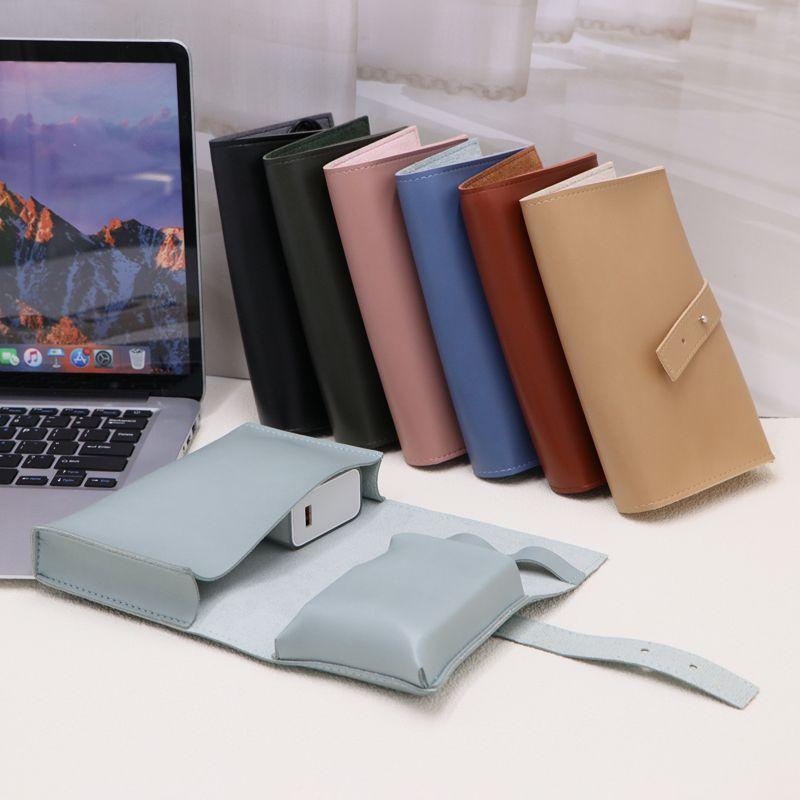 PU Leather Travel Electronic Storage Bag Portable Travel Essentials Data Line Storage Pouch for Power Banks & Accessories Gifts