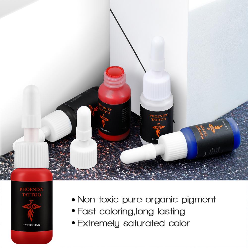 PHOENIXY 4 шт., пигментные чернила, комплект машин для татуировки, полный источник питания для татуировки, ручки для татуировки, инструменты для боди-арта, набор для татуировки