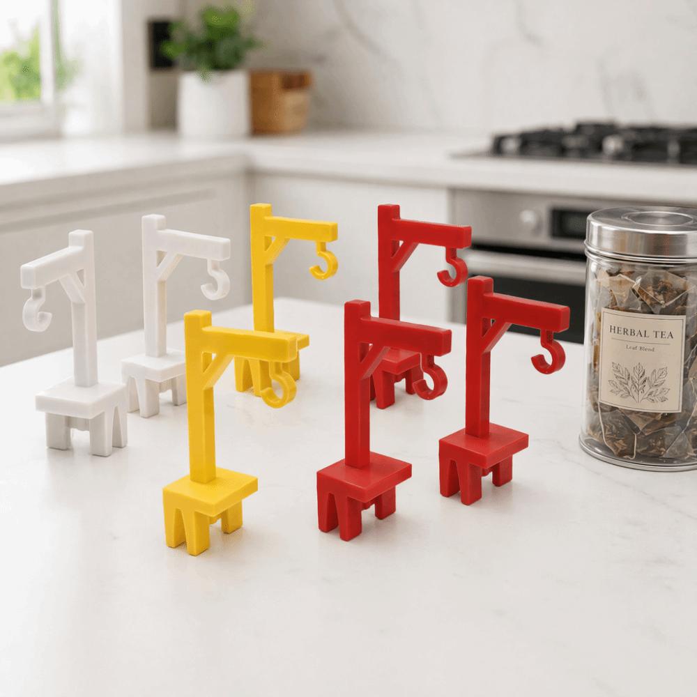 8PCS Plastic Tower Crane Tea Bag Holder Funny Tea Bag Hook Novelty Tea Bag Fixing Clip  Office