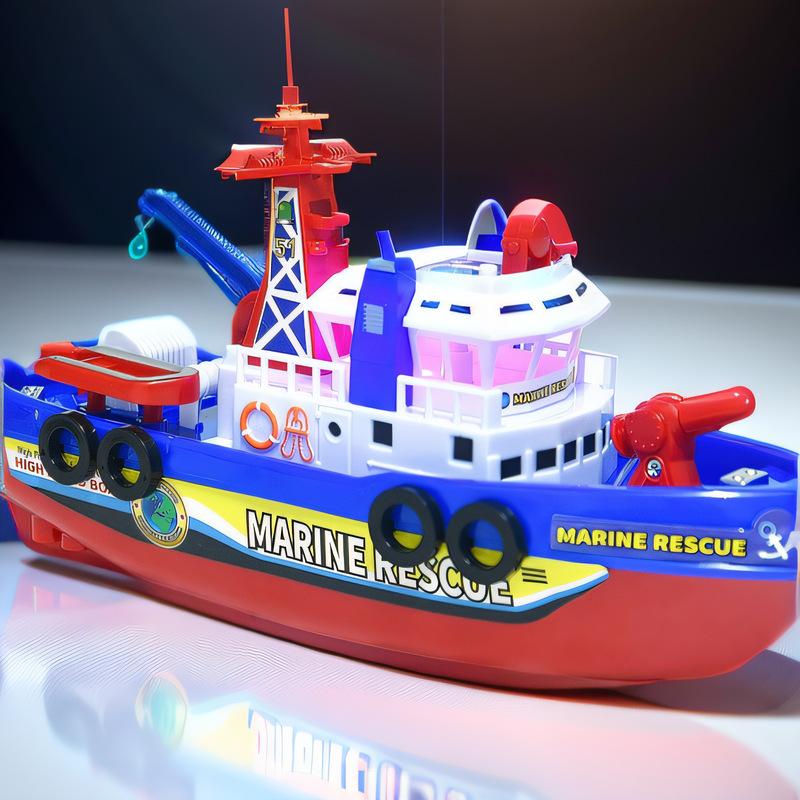 Children'S Toy Simulation Electric Rescue Fire Boat Fast Boat Shower Toy With Sound Light Water Spray Swimming Pool Gift