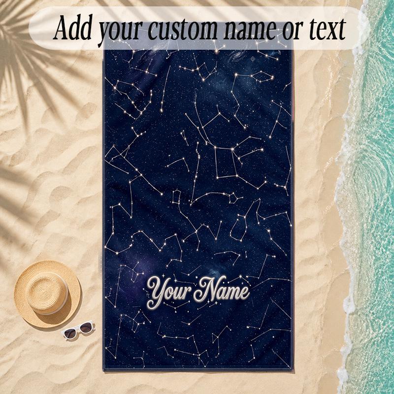 Cosmic Theme Soft Beach Towel Personalized Custom Name Text Towel Portable for Beach Pool Travel
