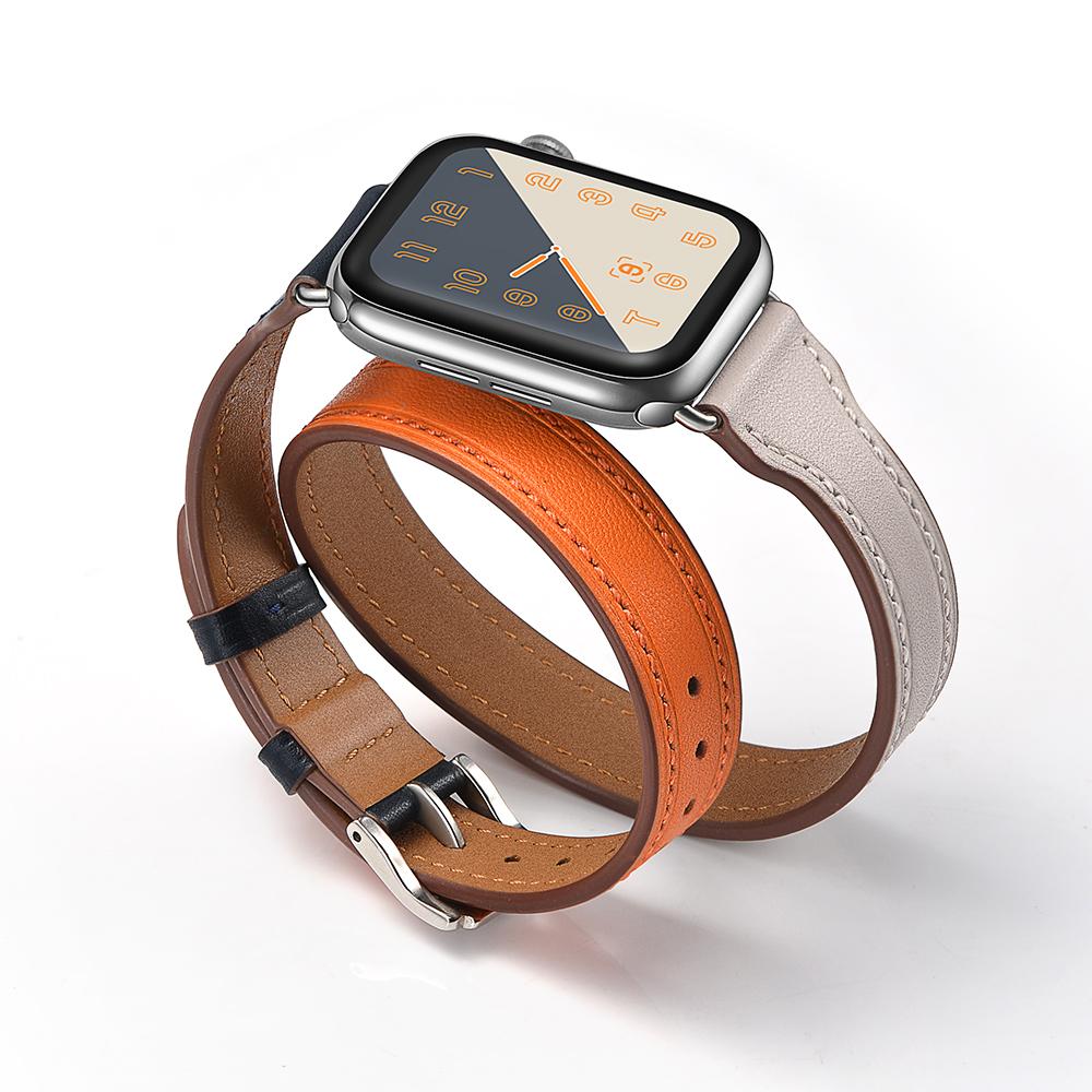 Двойной тур для Apple Watch, ремешок 40 мм, 44 мм, 38 мм, 42 мм, итальянский ремешок для часов из натуральной кожи, ремень-браслет iWatch serie 3, 4, 5, se 6, ремешок