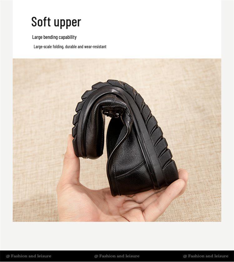 Женские слипоны из натуральной кожи с мягкой подошвой и противоскользящим покрытием, идеально подходящие для мам среднего или пожилого возраста.