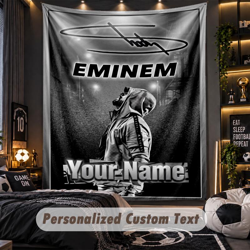 Personalized Wall Tapestry,Eminem Custom Printed Name, Fabric Wall Art For Indoor Room Backdrop