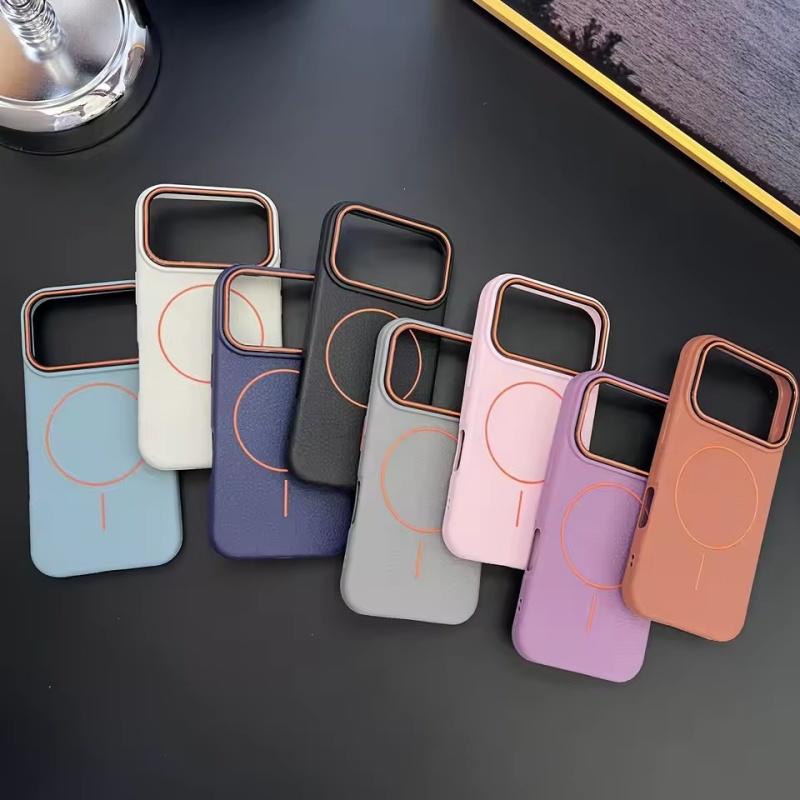 Матовый чехол с контрастным цветом и текстурой личи для iPhone 17 Air 16 15 14 13 12 11 Pro Max Plus с MagSafe, мягкий чехол из ТПУ