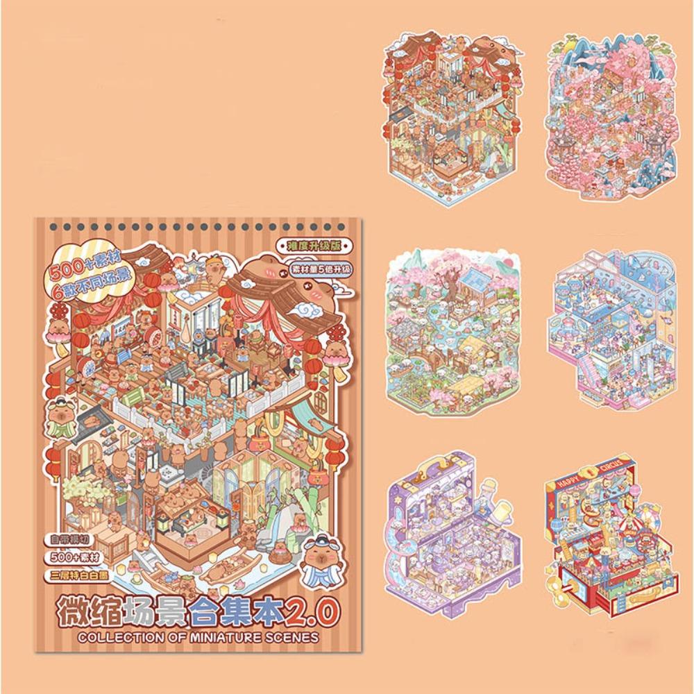 Cartoon Miniature Scene Collection PET Tent Sticker Decoration New Landscape Sticker Book Kids
