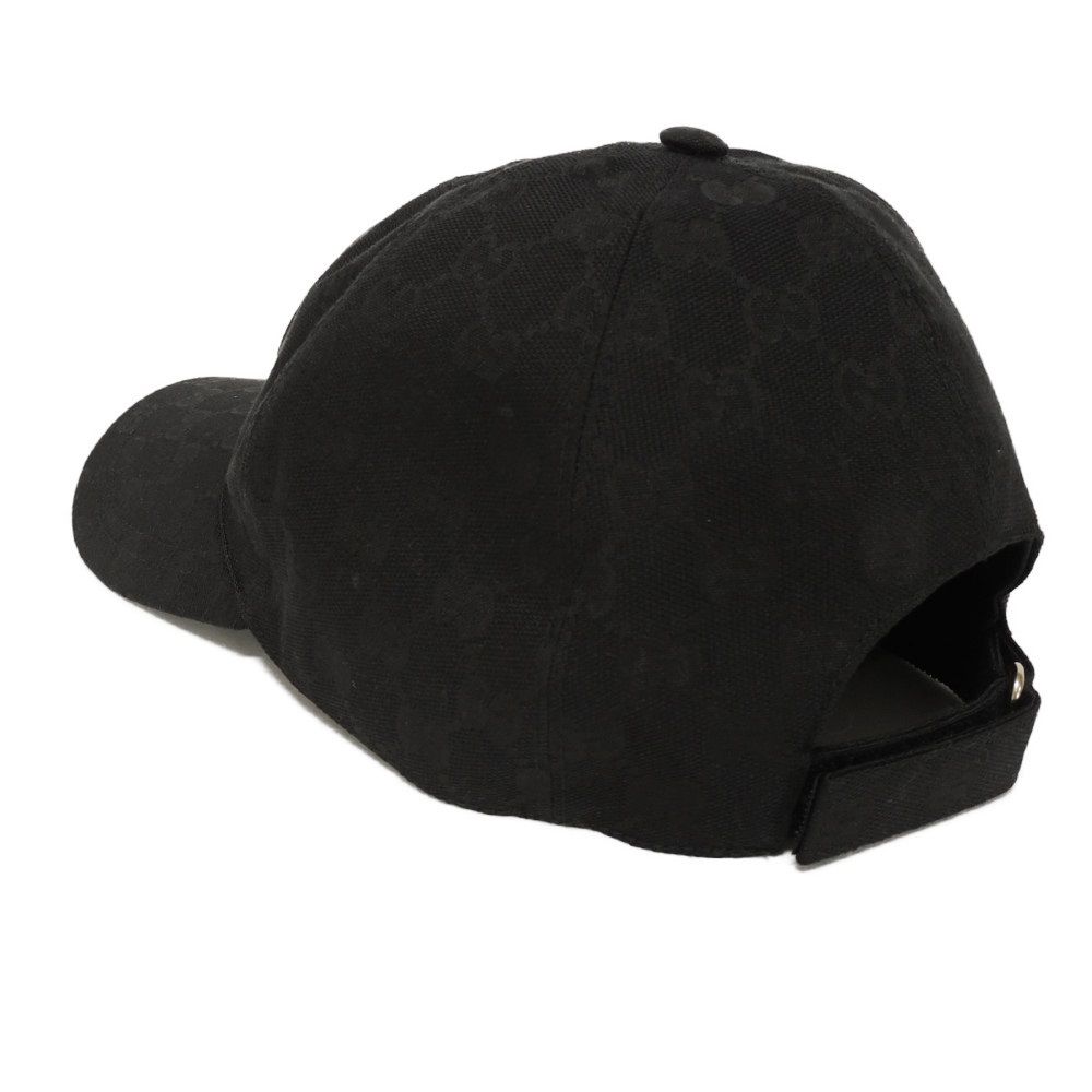 Used 9539 Logo Baseball Cap 576253 4HG53 1060 7919 Double G Gold Foil Embossed XL 23.6" GG Canvas Black Men's from