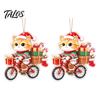 Home Christmas Decor 2 Pcs Ornament, Crystal Snowman Cat Santa Pattern Hanging Decoration, Xmas Decoration Gifts Double Sided 2D Acrylic Pendant