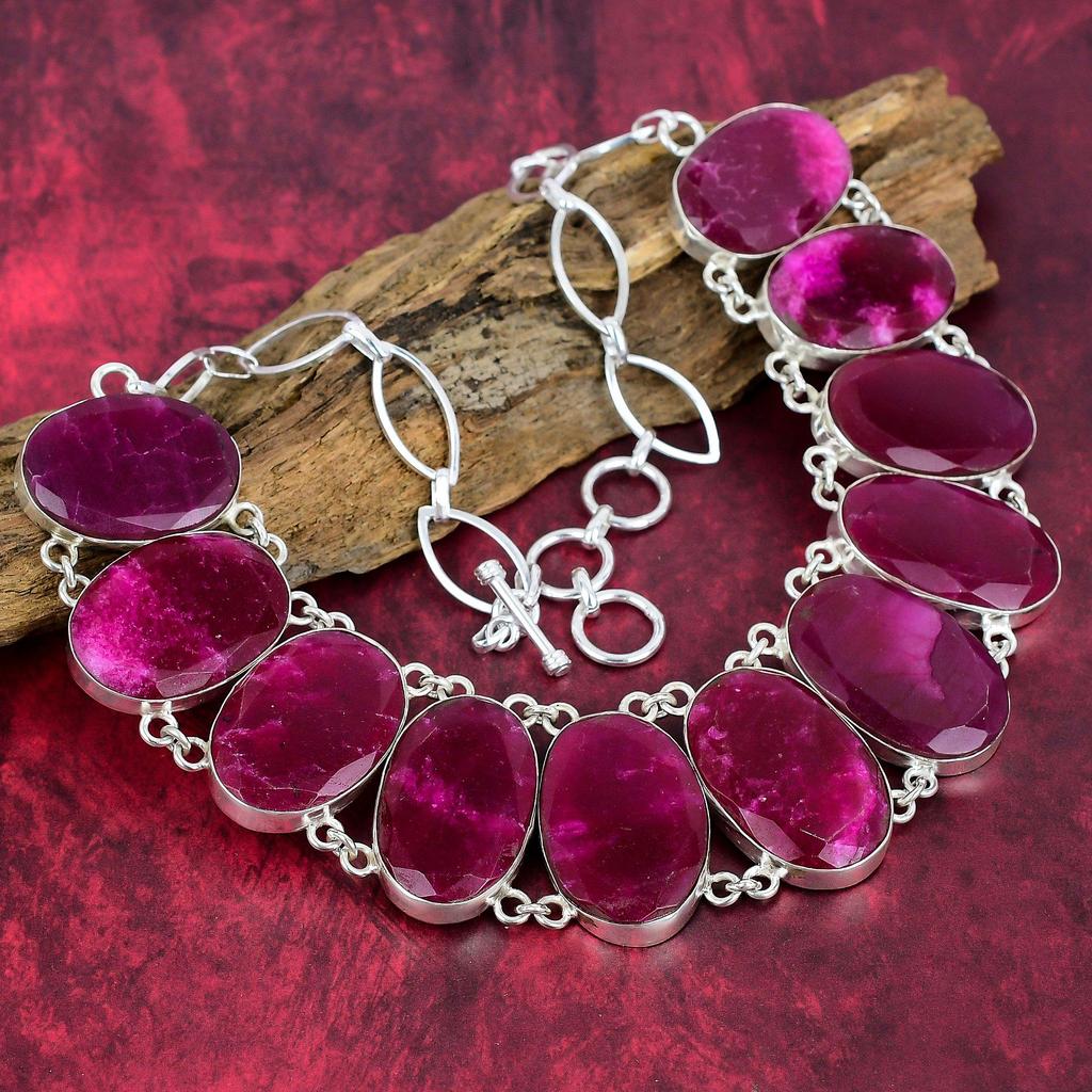 Кашмирское красное рубиновое ожерелье, новые ювелирные изделия, регулируемая цепочка из стерлингового серебра 925 пробы, ювелирные изделия ручной работы из драгоценных камней