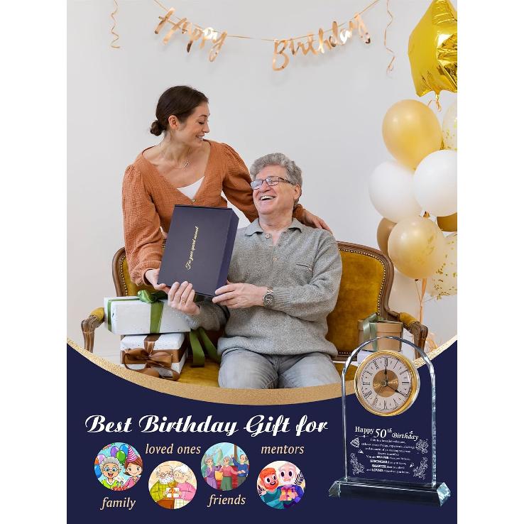 Уникальные подарки на 50-летие для женщин, мужчин, мамы, папы, бабушки, дедушки, Подарок на 50-летие Кварцевые часы с декоративными элементами-пожеланиями для