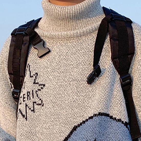 Мужской зимний свитер с высоким воротником и защитой шеи с длинными рукавами, толстый вязаный теплый свободный осенний свитер с мультяшным принтом акулы для школы