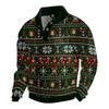 Men's Christmas Cotton Pullover Long Sleeve Outdoor Shirt Vintage Corduroy Button Stand Collar Shirt Casual Sweatshirt Christmas Print Top