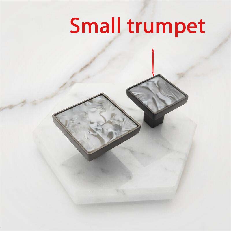 Black Marble Shell Stone Handle Hook Single Hole Six Square Cabinet Door Wardrobe Cabinet Door Handle Furniture Accessories Knob