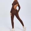 European & American Zipper Long Sleeve Yoga Jumpsuit - Women's Nude Feeling Fitness Bodysuit