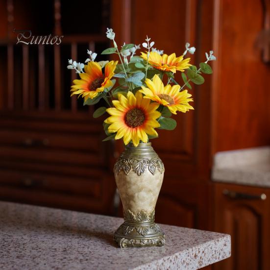 Европейская винтажная резная ваза для цветов из смолы, держатель для цветочных растений, контейнер для домашнего офиса, центральный элемент, декоративная ваза, орнамент