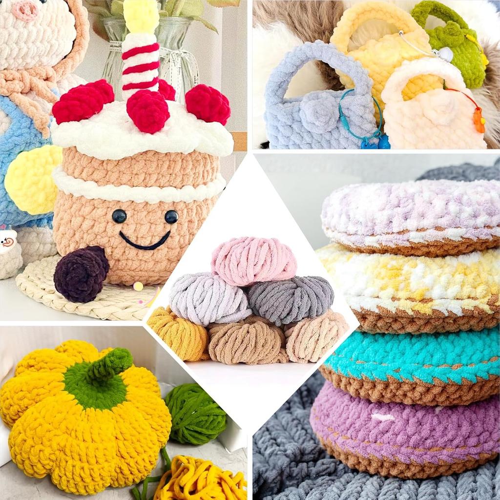 Объемная шенилловая пряжа, толщина 7, плюшевая, очень большая, акриловая, толстая, объемная пряжа для шапки, вязания крючком, для кровати, для ручного вязания, для пледа