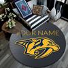 Custom Name,Nashville Predators pattern round rug,Carpet Rug for Living Room Bedroom Playroom ,Non-slip Floor Mat,Holiday Gifts and Birthday Gifts.