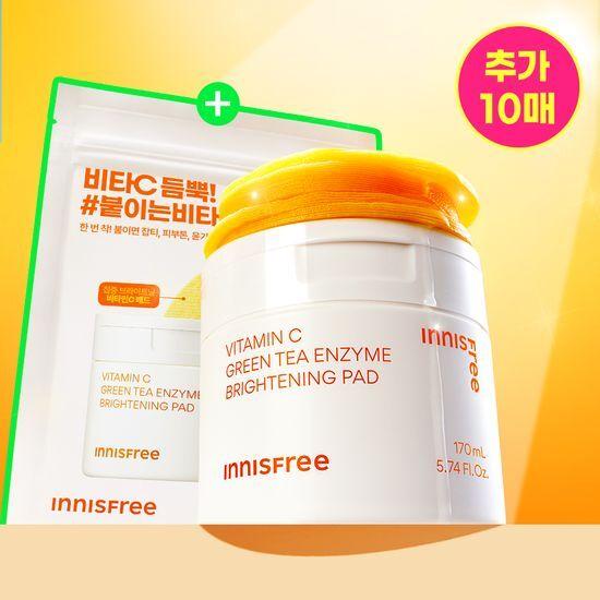Innisfree Vitamin C Tone-Up Glow Pads 60 Sheets (+10 Refills)