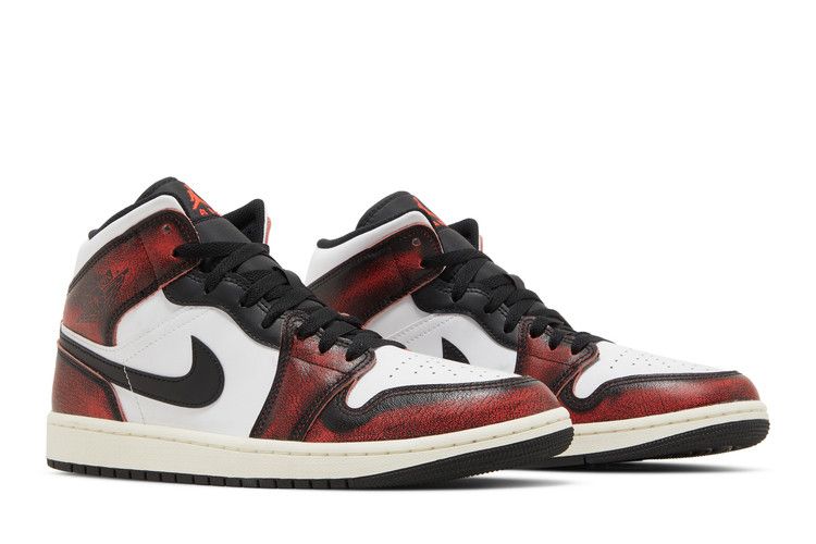 Мужские кроссовки Nike Jordan 1 Mid Wear-Away Chicago Черный/Инфракрасный 23-Белый-Парус