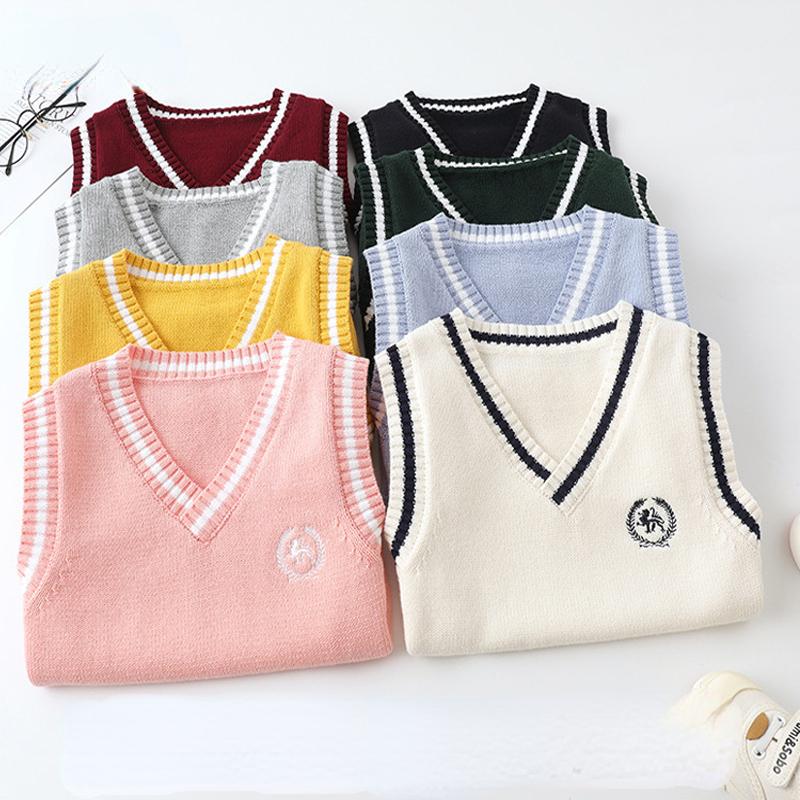 Детские вязаные жилеты Осенние и зимние хлопковые жилеты для мальчиков и девочек