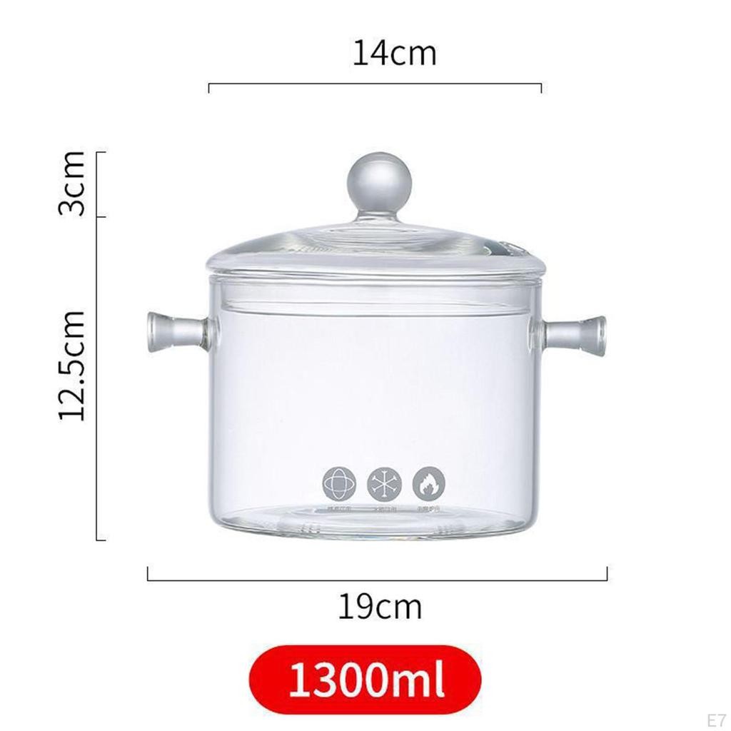 Прозрачная стеклянная кастрюля с крышкой для универсального приготовления пищи