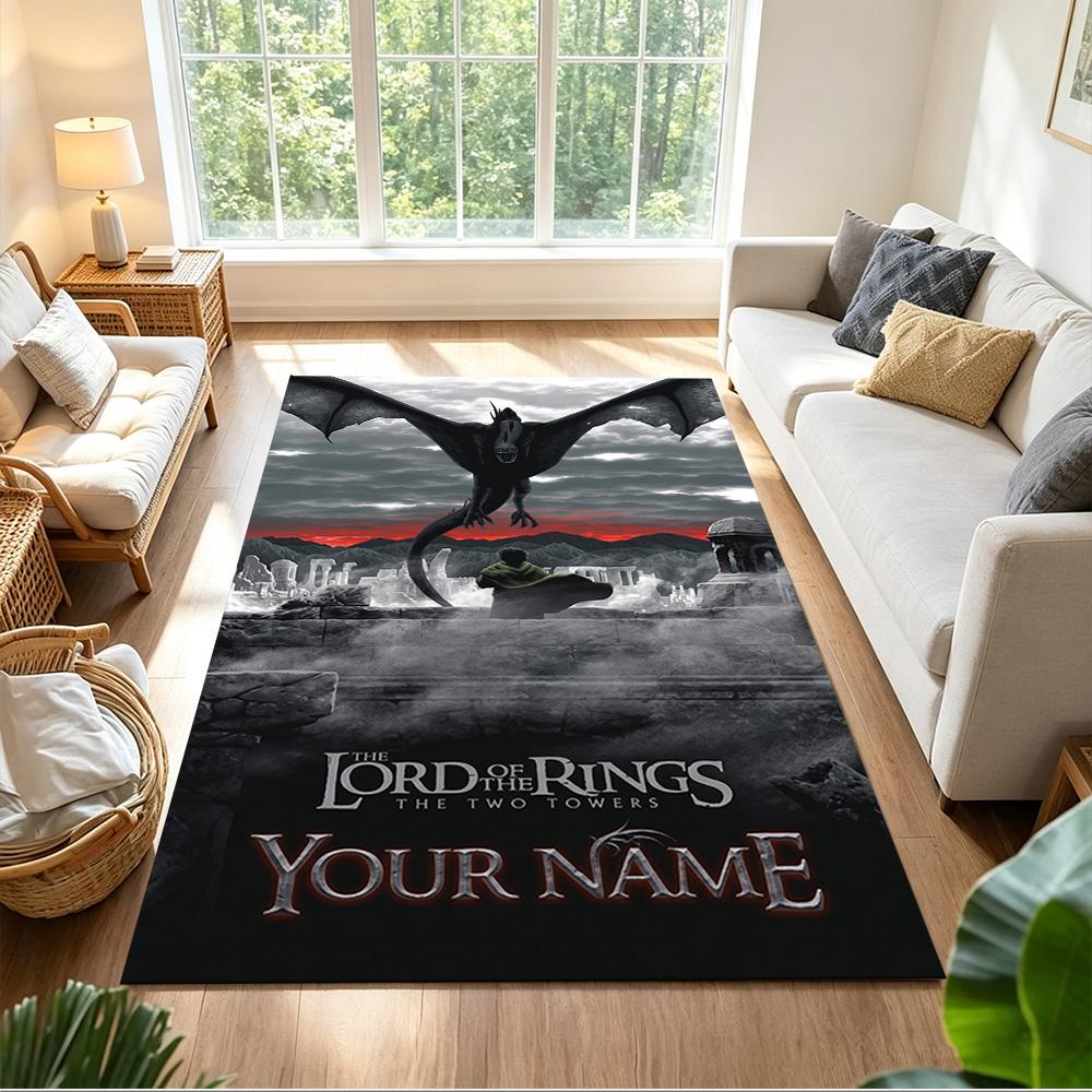 Lord Rings Customize Your Name Floor Mat Perfect for Playrooms Balcony Dormitory Hallway Antislip Carpet Decorate Offices Wedding Party Gift